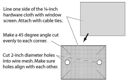 One-way tubes for chimneys. If bats are roosting inside a chimney, construct a wire cage from ¼-inch mesh hardware cloth.