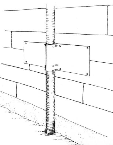 A drawing depicts flashing wrapped around a drainpie to prevent climbing.