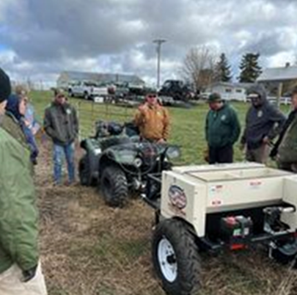 Private Lands Staff are being trained to use DEW DROP No-Till ATV Drill.
